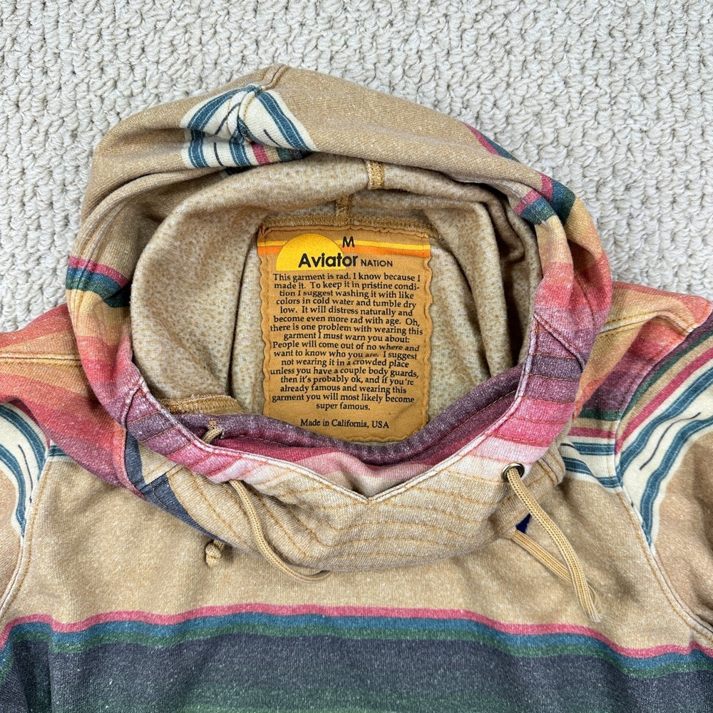 Aviator Nation Hoodie Unisex M Serape Ninja Stripe Aztec Pullover Sweatshirt USA - Picture 11 of 15